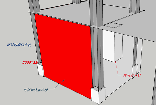 圖3-1 隔聲罩效果圖（西南面視角）